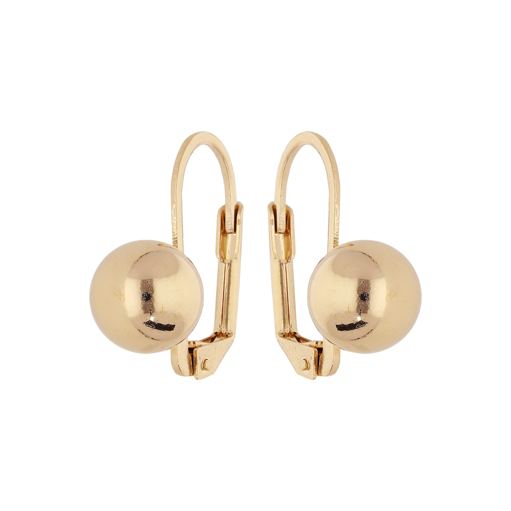 Boucles d\'oreille en plaqu� or boule lisse 8mm avec fermoir dormeuse - Vue 1