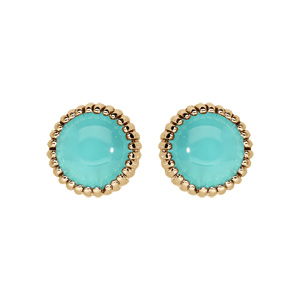 Boucles d\'oreille en plaqué or cabochon ciel et fermoir poussette - Vue 1