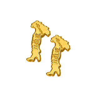 Boucles d\'oreille en plaqué or carte de l\'Italie et fermoir poussette - Vue 1