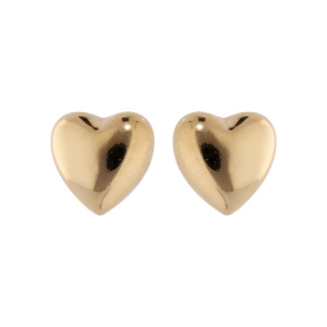 Boucles d\'oreille en plaqu or coeur lisse et fermoir poussette - Vue 1