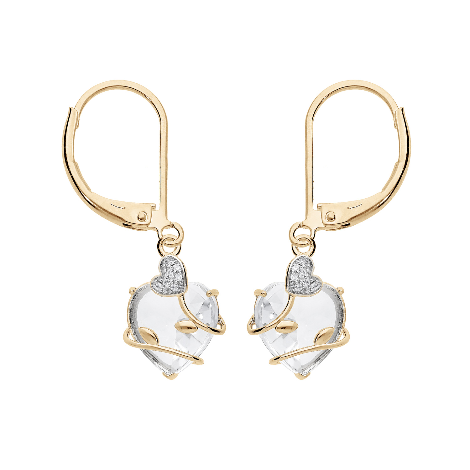 Boucles D'oreilles Plaqué Or Blanc Avec Citrine Et Opale De Feu Rose - Neuf Sans Boîte