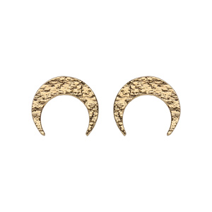 Boucles d\'oreille en plaqu or croissant de lune martel et fermoir poussette - Vue 1