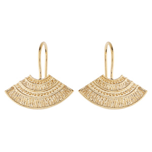 Boucles d\'oreille en plaqué or ethnique éventail et fermoir crochet - Vue 1