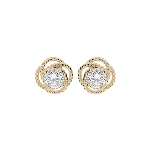 Boucles d\'oreille en plaqu or fleur oxyde blanc et fermoir poussette - Vue 1