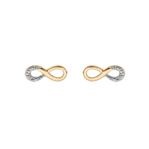 Boucles d\'oreille en plaqu or infini avec oxydes blancs sertis et fermoir poussette - Vue 1