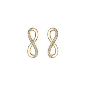 Boucles d\'oreille en plaqu or infini oxydes blancs sertis et fermoir poussette - Vue 1