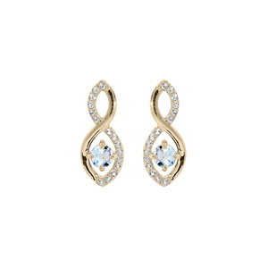 Boucles d\'oreille en plaqu or infini Topaze vritable et oxydes blancs sertis et fermoir poussette - Vue 1