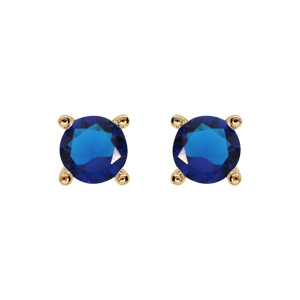 Boucles d\'oreille en plaqu or oxyde bleu fonc 4mm 4 griffes et fermoir poussette - Vue 1