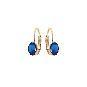 Boucles d\'oreille en plaqu or oxyde bleu fonc serti, fermoir dormeuse - Vue 1