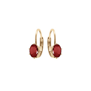 Boucles d\'oreille en plaqu or oxyde rouge serti, fermoir dormeuse - Vue 1