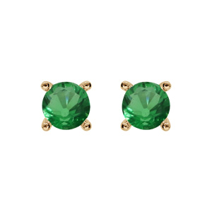 Boucles d\'oreille en plaqu or oxyde vert 4mm 4 griffes et fermoir poussette - Vue 1