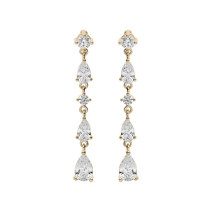 Boucles d\'oreille en plaqu or oxydes blancs sertis en cascade - Vue 1