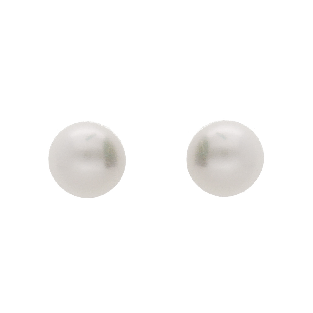 Boucles d\'oreille en plaqu� or Perle de culture d\'eau douce 6mm et fermoir poussette - Vue 1
