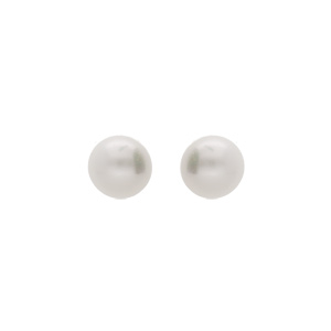 Boucles d\'oreille en plaqu or Perle de culture d\'eau douce 8mm et fermoir poussette - Vue 1