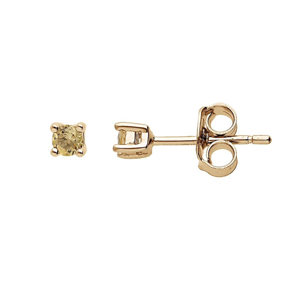 Boucles d\'oreille en plaqu or pierre vritable Citrine 2.5mm et fermoir poussette - Vue 1