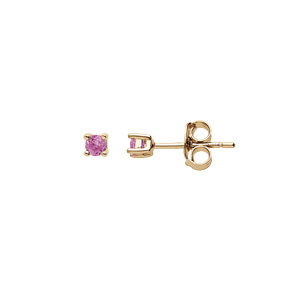 Boucles d\'oreille en plaqu or pierre vritable Tourmaline rose 2.5mm et fermoir poussette - Vue 1