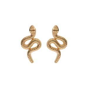 Boucles d\'oreille en plaqu or serpent et fermoir poussette - Vue 1