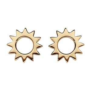 Boucles d\'oreille en plaqu or soleil ajour et fermoir poussette - Vue 1