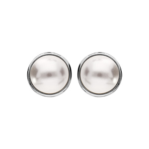 Boucles d\'oreille en plaqué palladium clip perle 10mm - Vue 1