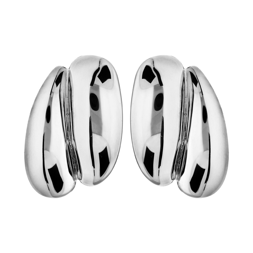 Boucles d\'oreille en plaqu palladium double ruban et fermoir clip - Vue 1