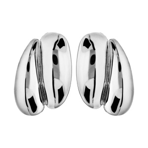 Boucles d\'oreille en plaqu palladium double ruban et fermoir clip - Vue 1