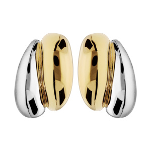 Boucles d\'oreille en plaqué palladium et dorure clip double ruban - Vue 1