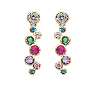 Boucles d\'oreille en vermeil articule pendante avec oxydes multicouleur - Vue 1