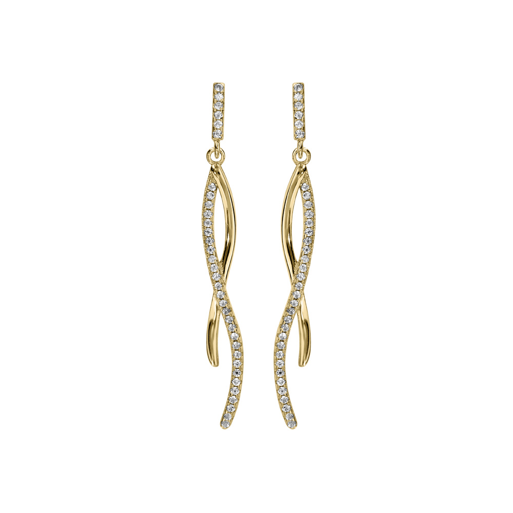 Boucles d\'oreille en vermeil branches oxydes blancs sertis et fermoir poussette - Vue 1