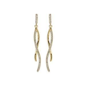 Boucles d\'oreille en vermeil branches oxydes blancs sertis et fermoir poussette - Vue 1