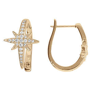 Boucles d'oreille en vermeil etoile rn�e d'oxydes blancs sertis
