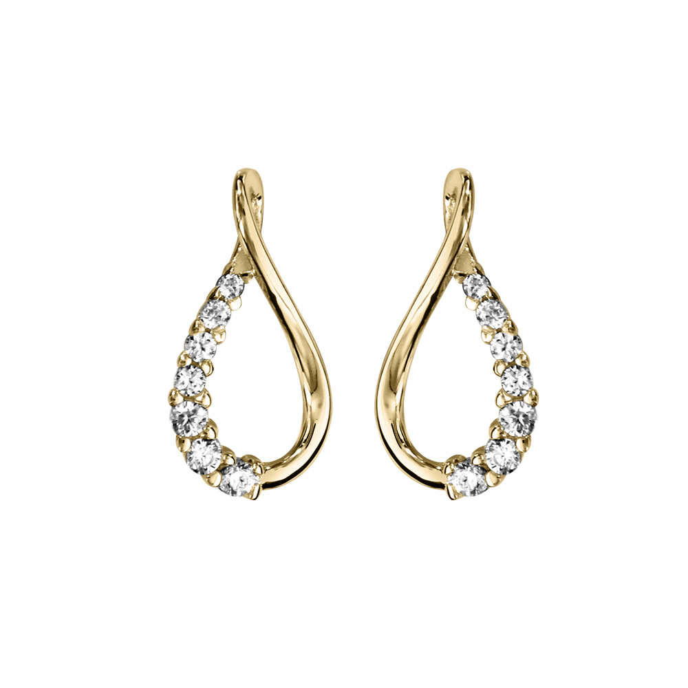 Boucles d\'oreille en vermeil forme infini avec oxydes blancs et fermoir poussette - Vue 1