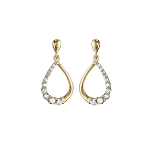 Boucles d\'oreille en vermeil goutte suspendue avec oxydes blancs et fermoir poussette - Vue 1