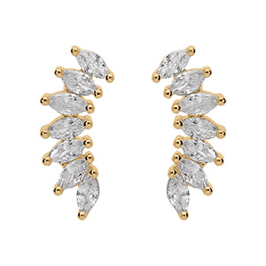 Boucles d'oreille en vermeil navettes d'oxydes blancs