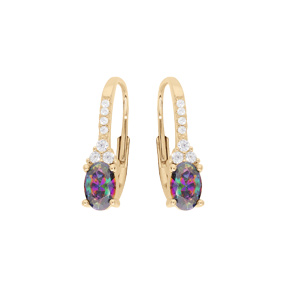 Boucles d\'oreille en vermeil oxyde arc en ciel mystique contour oxydes blancs sertis et fermoir dormeuse - Vue 1