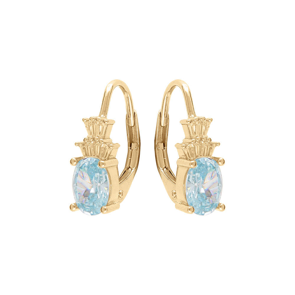 Boucles d\'oreille en vermeil oxyde blanc et bleu ciel - Vue 1