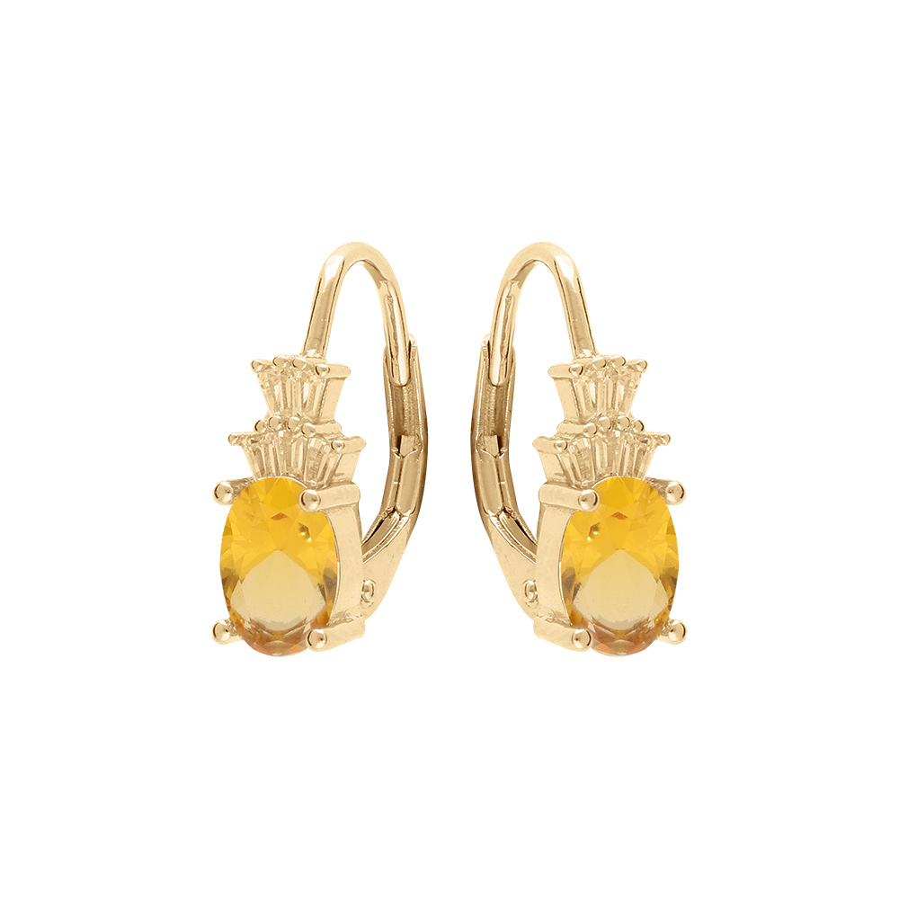 Boucles d\'oreille en vermeil oxyde blanc et couleur miel - Vue 1