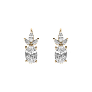 Boucles d\'oreille en vermeil oxydes blancs, fermoir dormeuse - Vue 1
