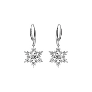 Boucles d\'oreille flocon de neige, argent rhodi, dormeuse, rglable de 42  45cm - Vue 1