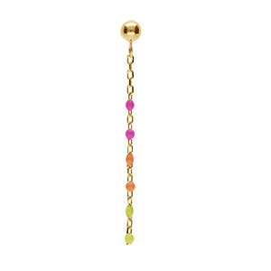 Boucles d\'oreille à l\'unité tige en argent et dorure jaune olive résine multicolore dégradé rose vert - Vue 1