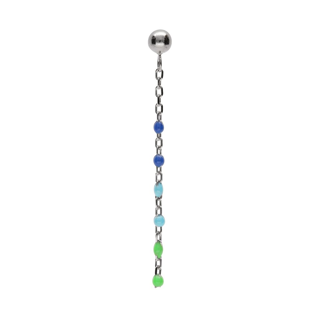 Boucles d\'oreille  l\'unit tige en argent rhodi olive rsine multicolore dgrad bleu vert - Vue 1