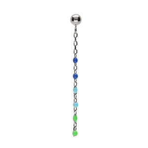 Boucles d\'oreille à l\'unité tige en argent rhodié olive résine multicolore dégradé bleu vert - Vue 1