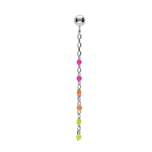 Boucles d\'oreille à l\'unité tige en argent rhodié résine multicolore dégradé rose vert - Vue 1