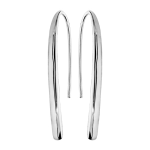 Boucles d\'oreille passantes en argent rhodi massif courbe lisse - Vue 1