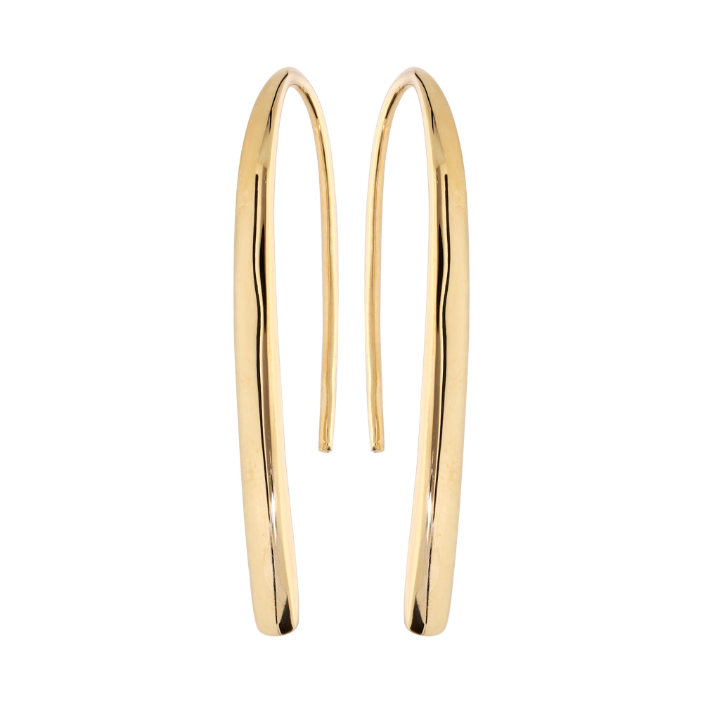 Boucles d\'oreille passantes en plaqu� or courbe lisse - Vue 1