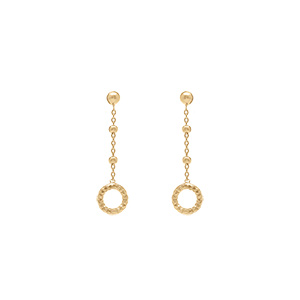 Boucles d\'oreille pendante tige en argent doré terminées par un cercle - Vue 1