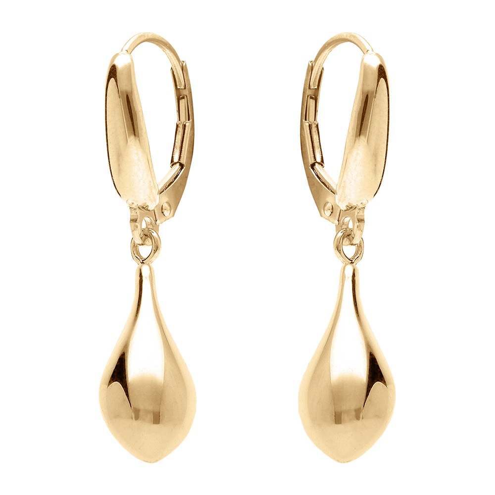 Boucles d\'oreille pendantes en argent dor� en forme de goutte - dormeuse - Vue 1