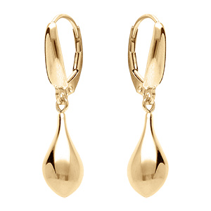 Boucles d'oreille pendantes en argent dor� en forme de goutte - dormeuse