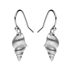 Boucles d\'oreille pendantes en argent rhodi coquillage et fermoir crochet - Vue 1