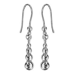 Boucles d\'oreille pendantes en argent rhodié demi boule en chute fermoir crochet - Vue 1