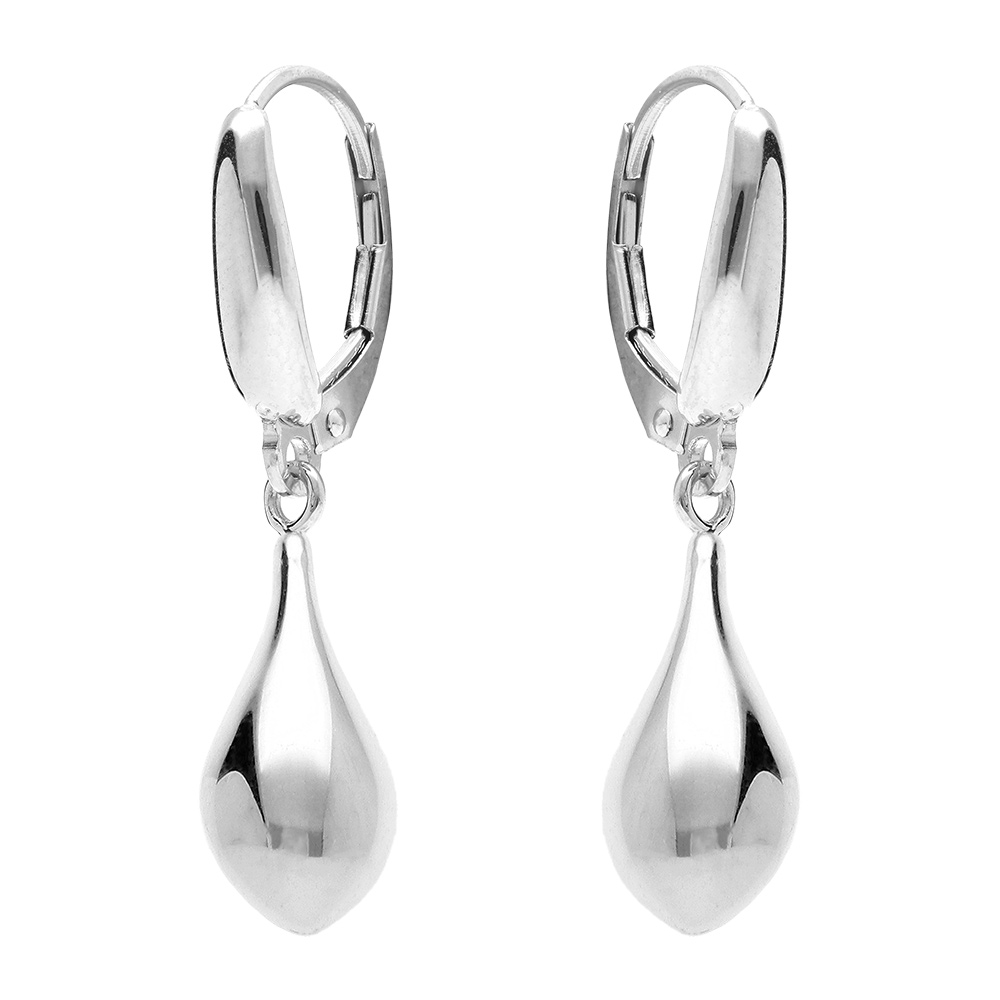 Boucles d\'oreille pendantes en argent rhodi� en forme de goutte - dormeuse - Vue 1